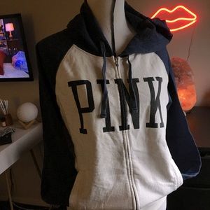 Victoria Secret PINK Navy Blue & White Zip-Up